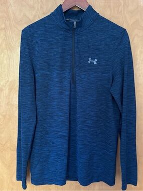 Under Armour Men's Blue Heathered Long Sleeve 1/4 Zip Performance Top